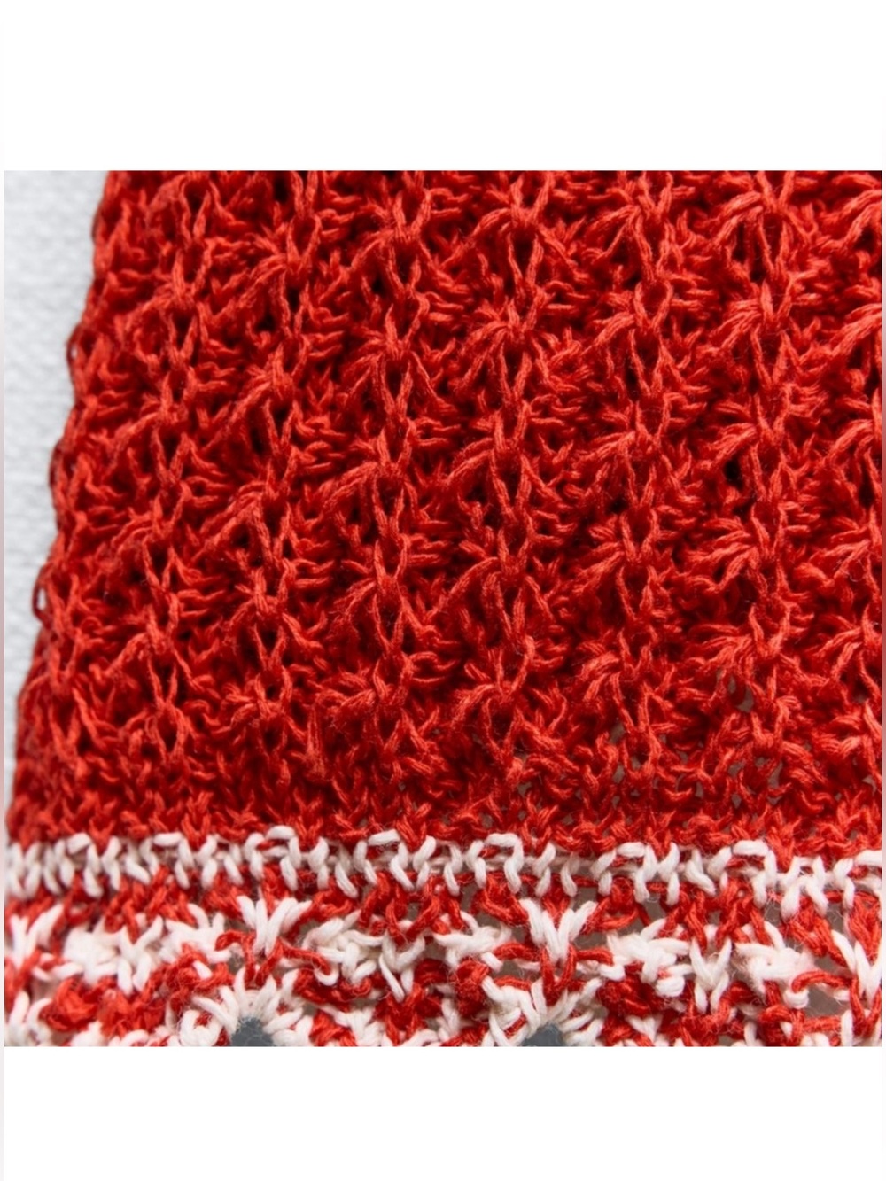Zara Red Button-Front Knit Dress with Lace Trim in Sz: L - Picture 4 of 8